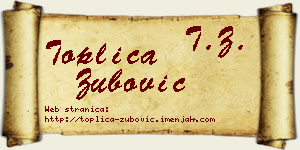 Toplica Zubović vizit kartica